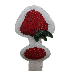 İKİ GÖBEKLİ KIRMIZI GERBERA ÇELENK