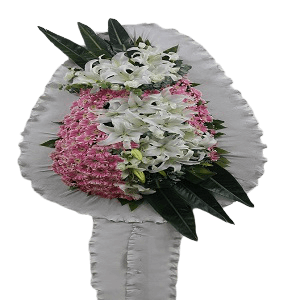 PEMBE GERBERA BEYAZ LİLYUM ÇELENK