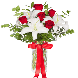 Kırmızı Gül ve Lilyum Aranjman